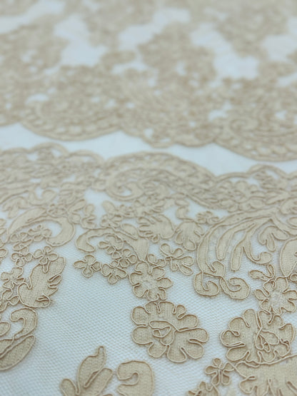 ML132 TAUPE Corded Alencon Lace Trim