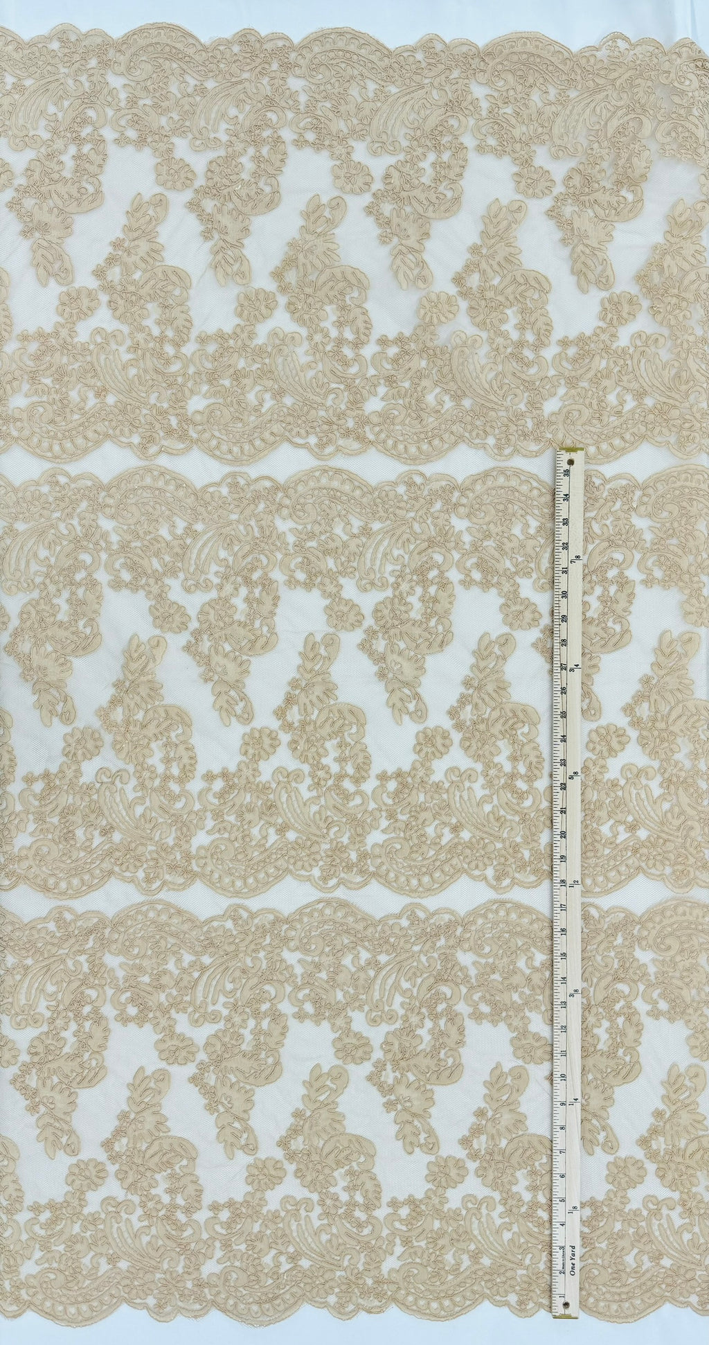 ML132 TAUPE Corded Alencon Lace Trim