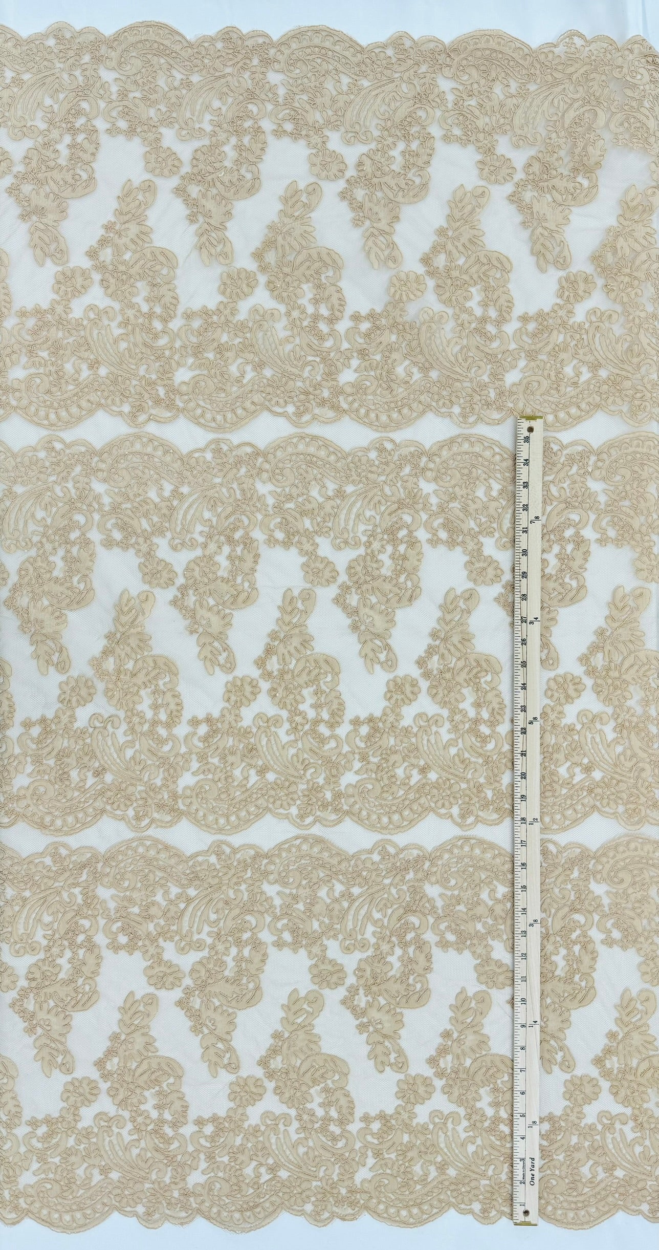 ML132 TAUPE Corded Alencon Lace Trim