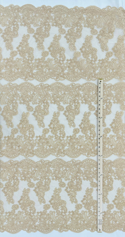 ML132 TAUPE Corded Alencon Lace Trim