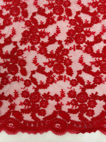 ML140 RED Corded Alencon Lace