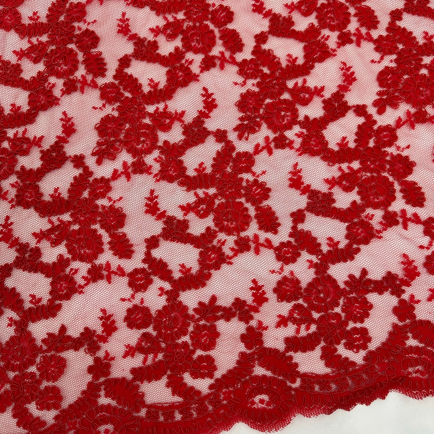 ML140 RED Corded Alencon Lace