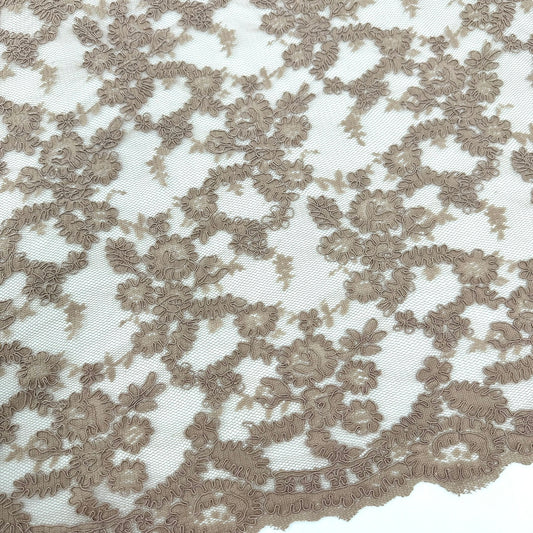 ML140 MOCHA Taupe Corded Alencon Lace