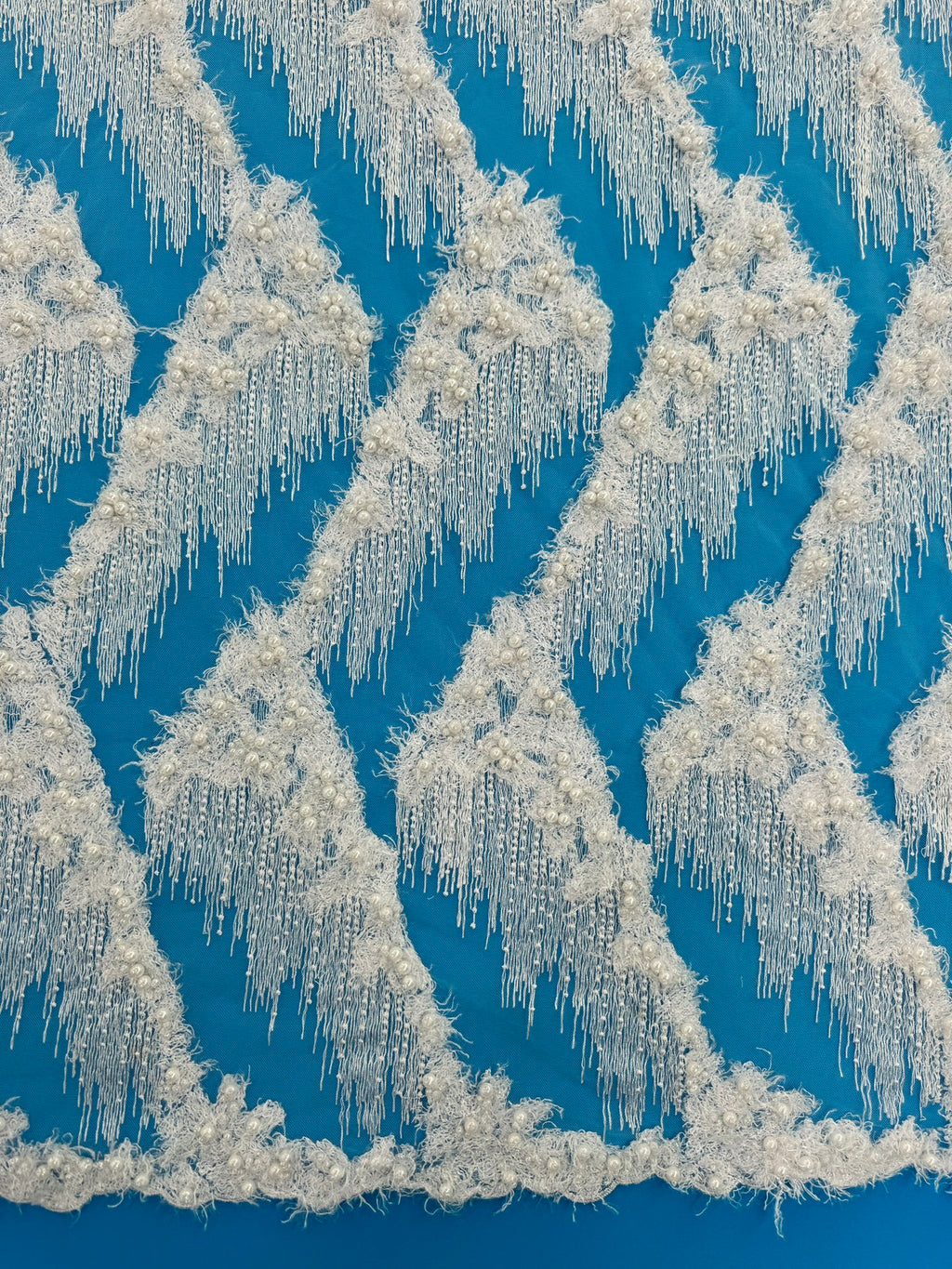 ML197 - Lace Fabric by Yard – 52" Beaded on Mesh for Bridal Gowns, Tablecloth, Party Decor