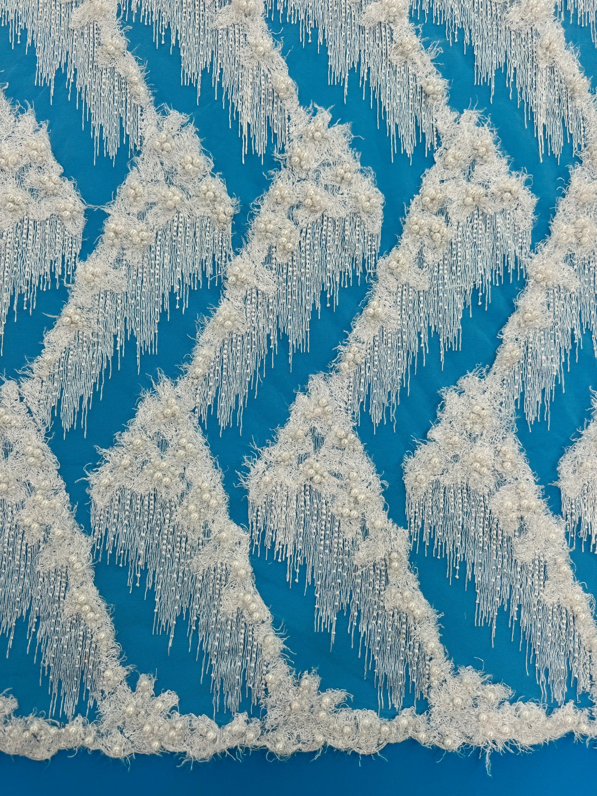 ML197 - Lace Fabric by Yard – 52" Beaded on Mesh for Bridal Gowns, Tablecloth, Party Decor