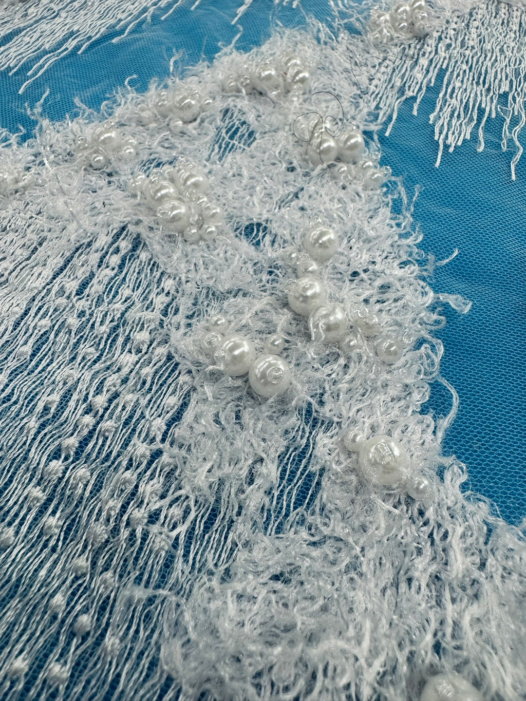 ML197 - Lace Fabric by Yard – 52" Beaded on Mesh for Bridal Gowns, Tablecloth, Party Decor