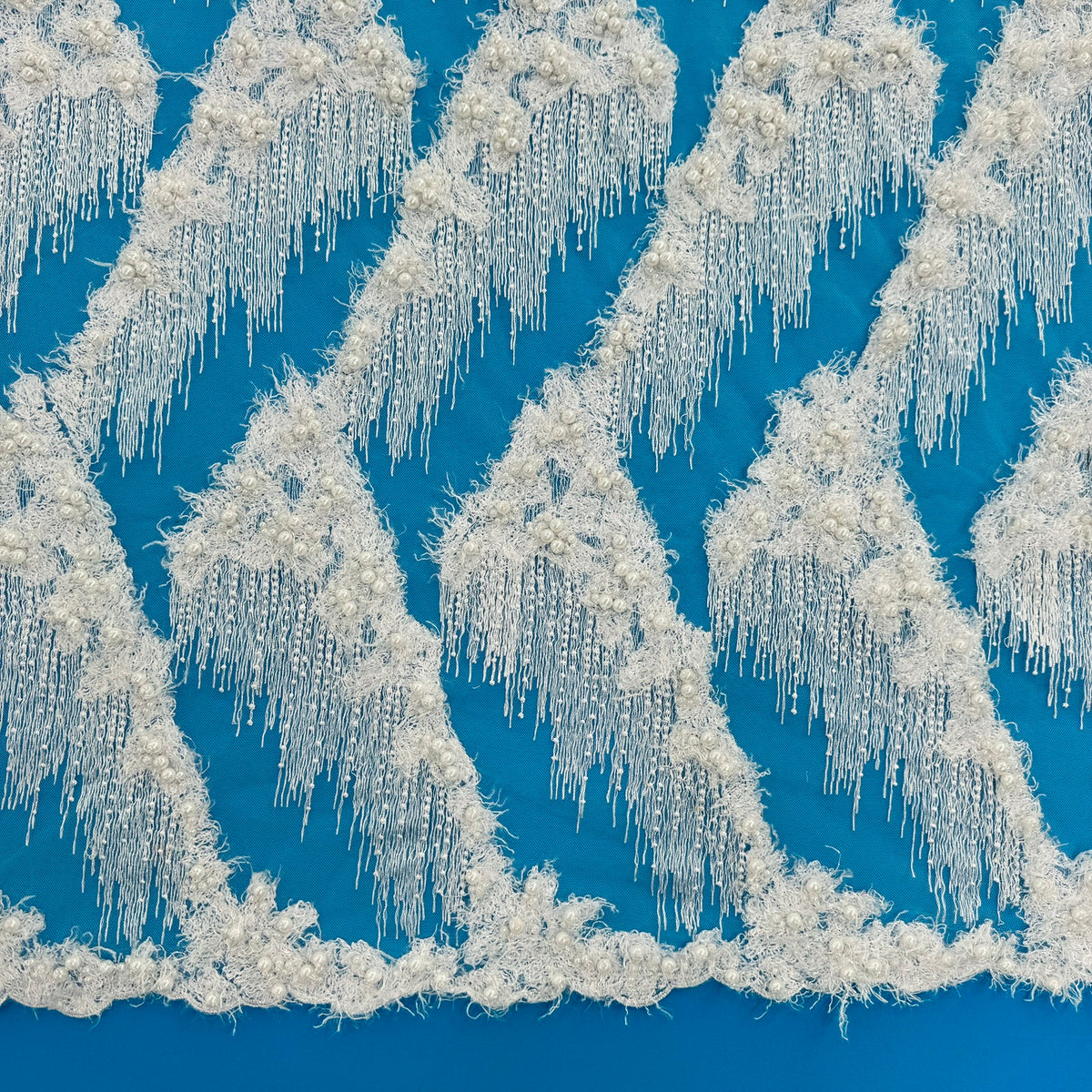 ML197 - Lace Fabric by Yard – 52" Beaded on Mesh for Bridal Gowns, Tablecloth, Party Decor