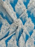ML197 - Lace Fabric by Yard – 52" Beaded on Mesh for Bridal Gowns, Tablecloth, Party Decor
