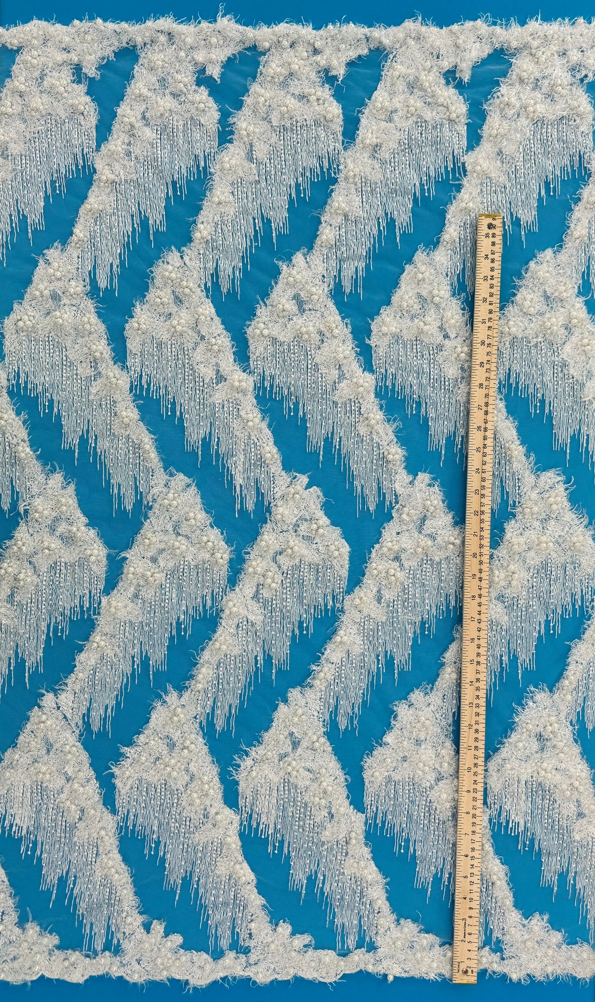 ML197 - Lace Fabric by Yard – 52" Beaded on Mesh for Bridal Gowns, Tablecloth, Party Decor