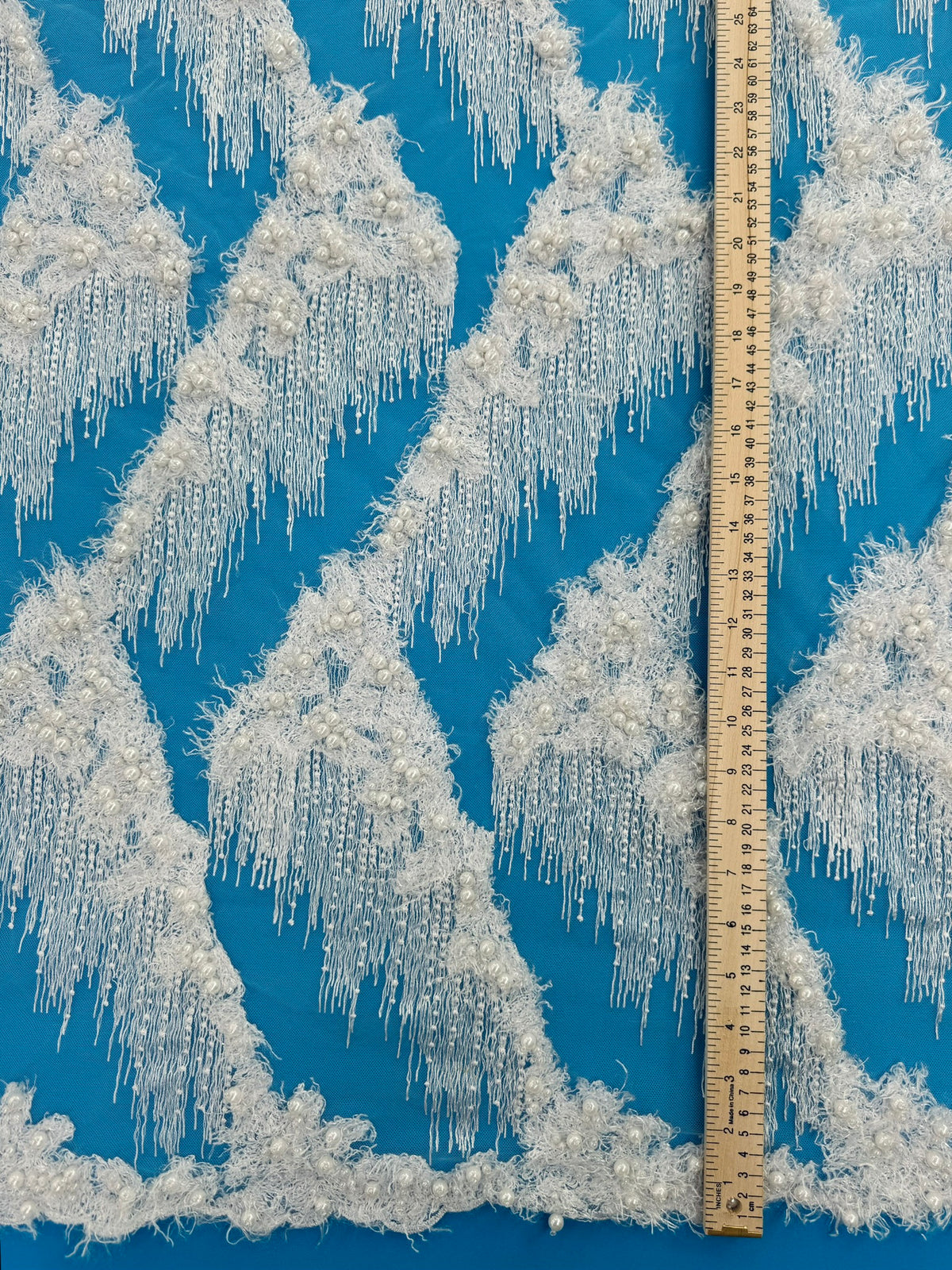 ML197 - Lace Fabric by Yard – 52" Beaded on Mesh for Bridal Gowns, Tablecloth, Party Decor