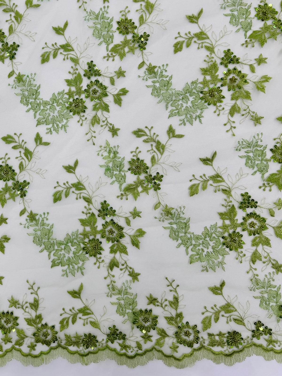 ML171 - Lace Fabric by Yard – 52" Beaded Mesh for Gowns, Tablecloth, Party Decor