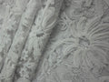 ML173 - White Lace Fabric by Yard – 52" Ribbon Embroidery on Mesh for Bridal Gowns, Tablecloth, Party Decor