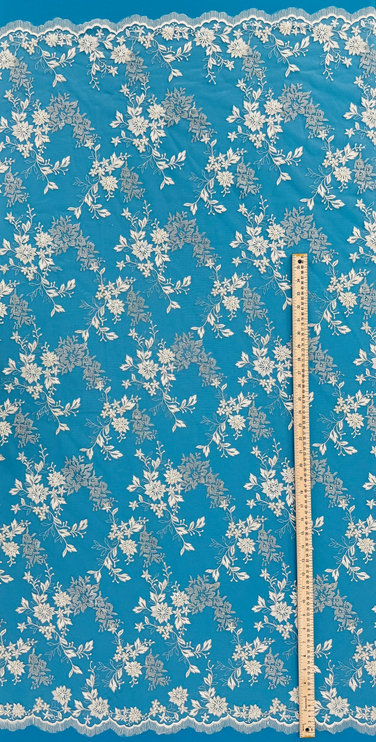 ML171 - Lace Fabric by Yard – 52" Beaded Mesh for Gowns, Tablecloth, Party Decor