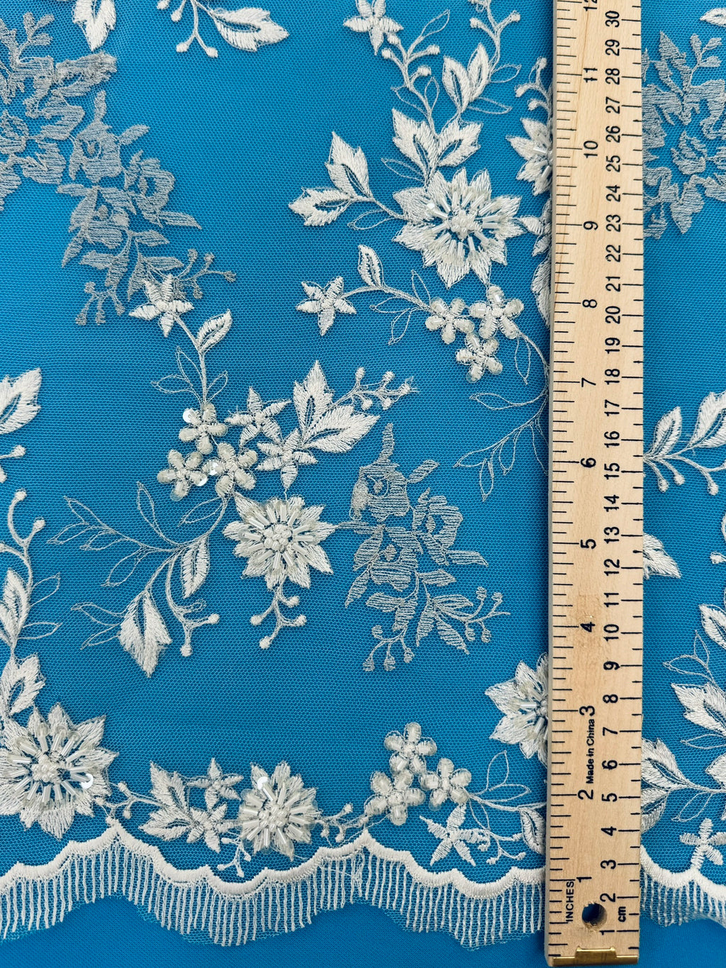 ML171 - Lace Fabric by Yard – 52" Beaded Mesh for Gowns, Tablecloth, Party Decor