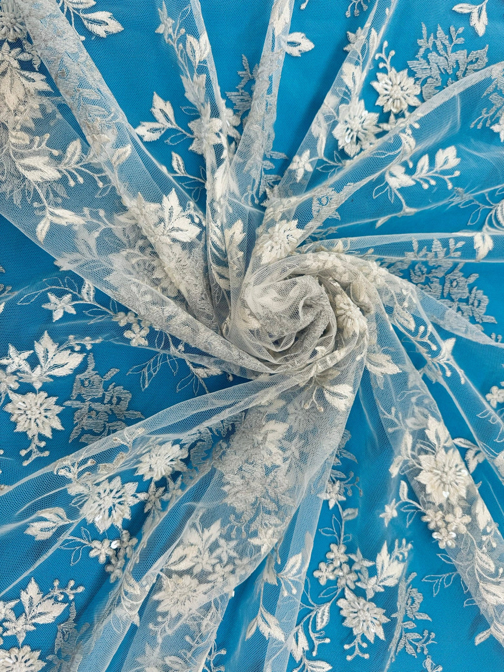 ML171 - Lace Fabric by Yard – 52" Beaded Mesh for Gowns, Tablecloth, Party Decor