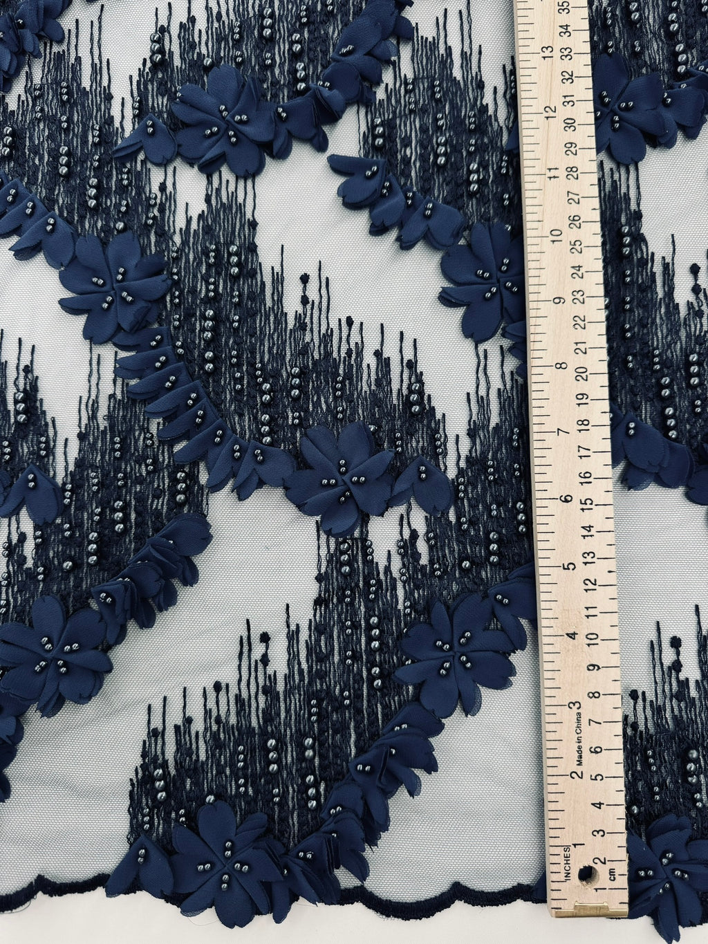 ML196- 3D Lace Fabric by Yard – 52" Beaded Mesh for Bridal Gowns, Tablecloth, Party Decor