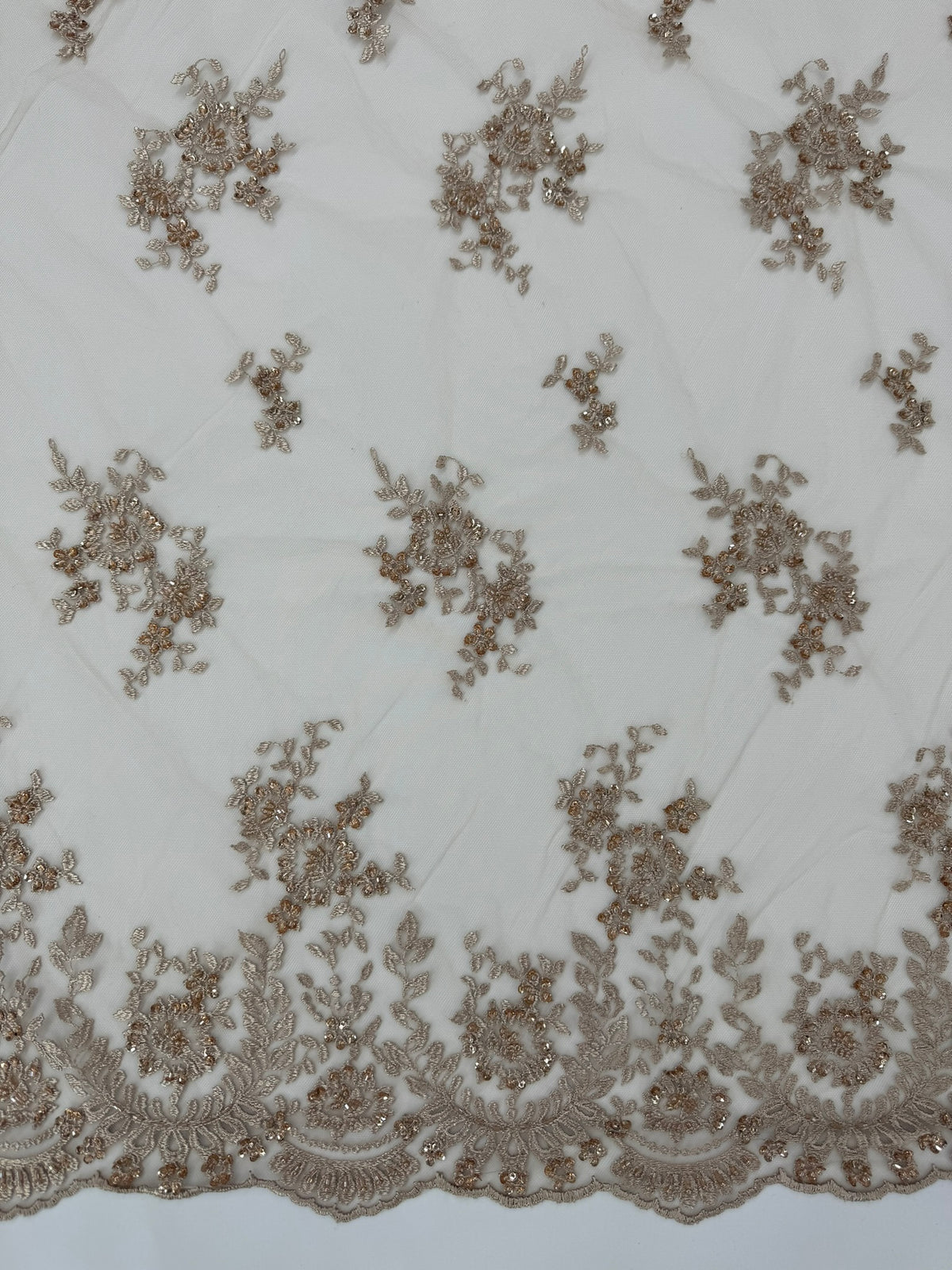 ML179 - Black Lace Fabric by Yard – 52" Beaded Mesh for Gowns, Tablecloth, Party Decor