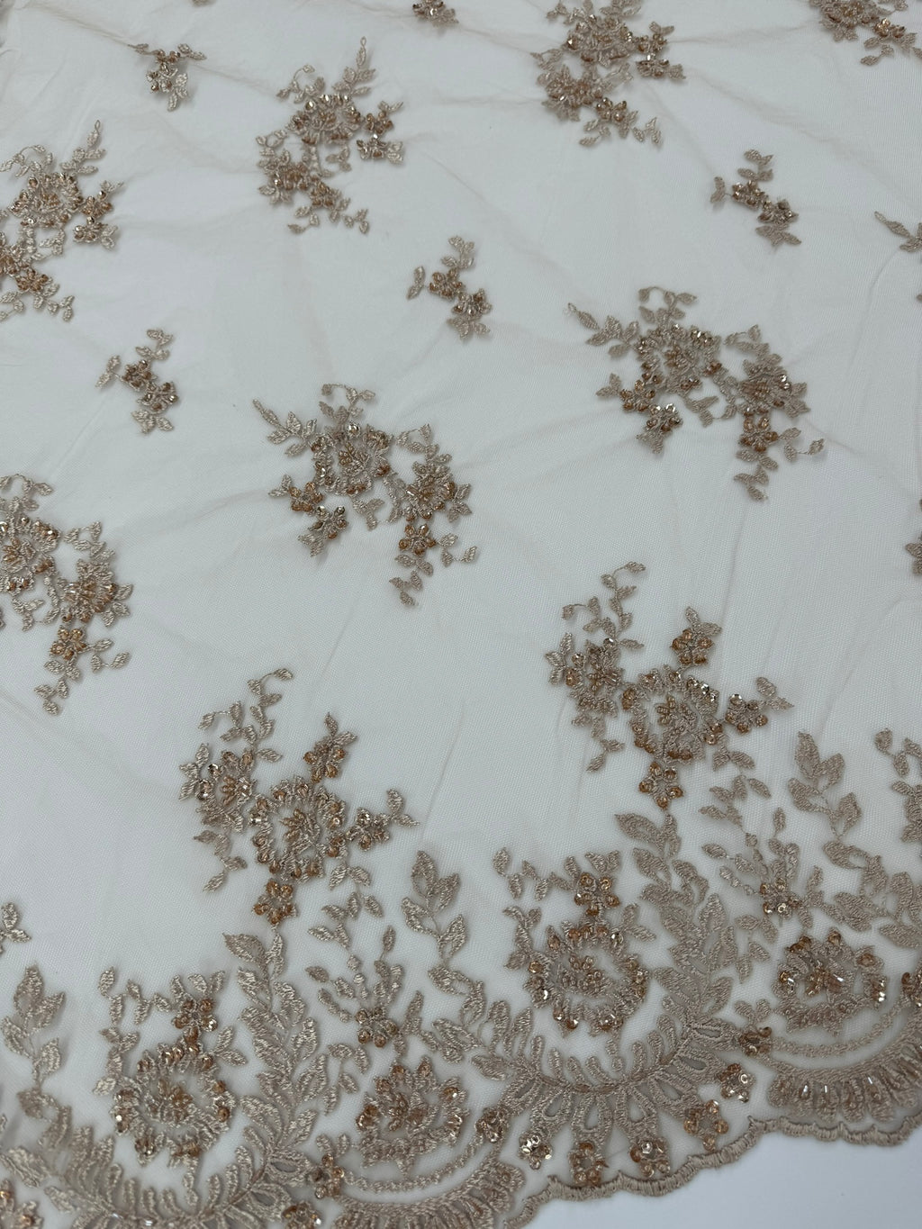 ML179 - Black Lace Fabric by Yard – 52" Beaded Mesh for Gowns, Tablecloth, Party Decor