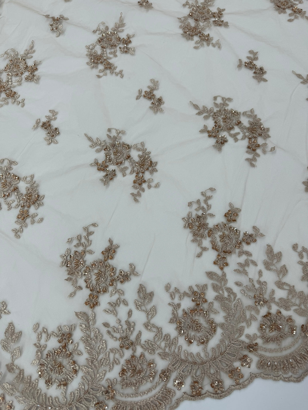 ML179 - Black Lace Fabric by Yard – 52" Beaded Mesh for Gowns, Tablecloth, Party Decor