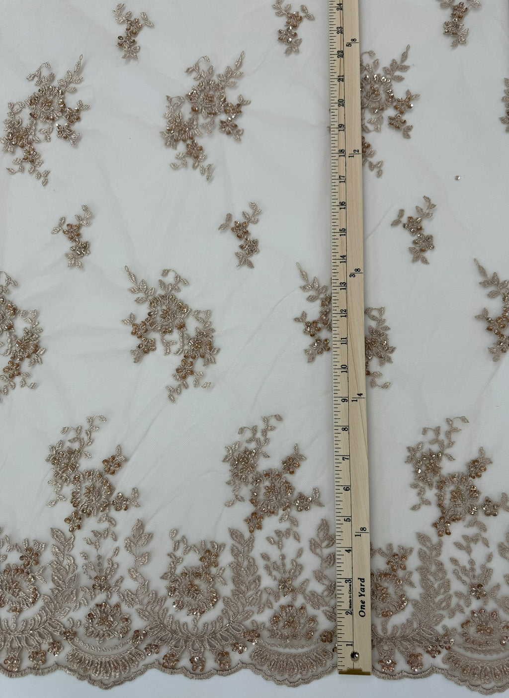 ML179 - Black Lace Fabric by Yard – 52" Beaded Mesh for Gowns, Tablecloth, Party Decor