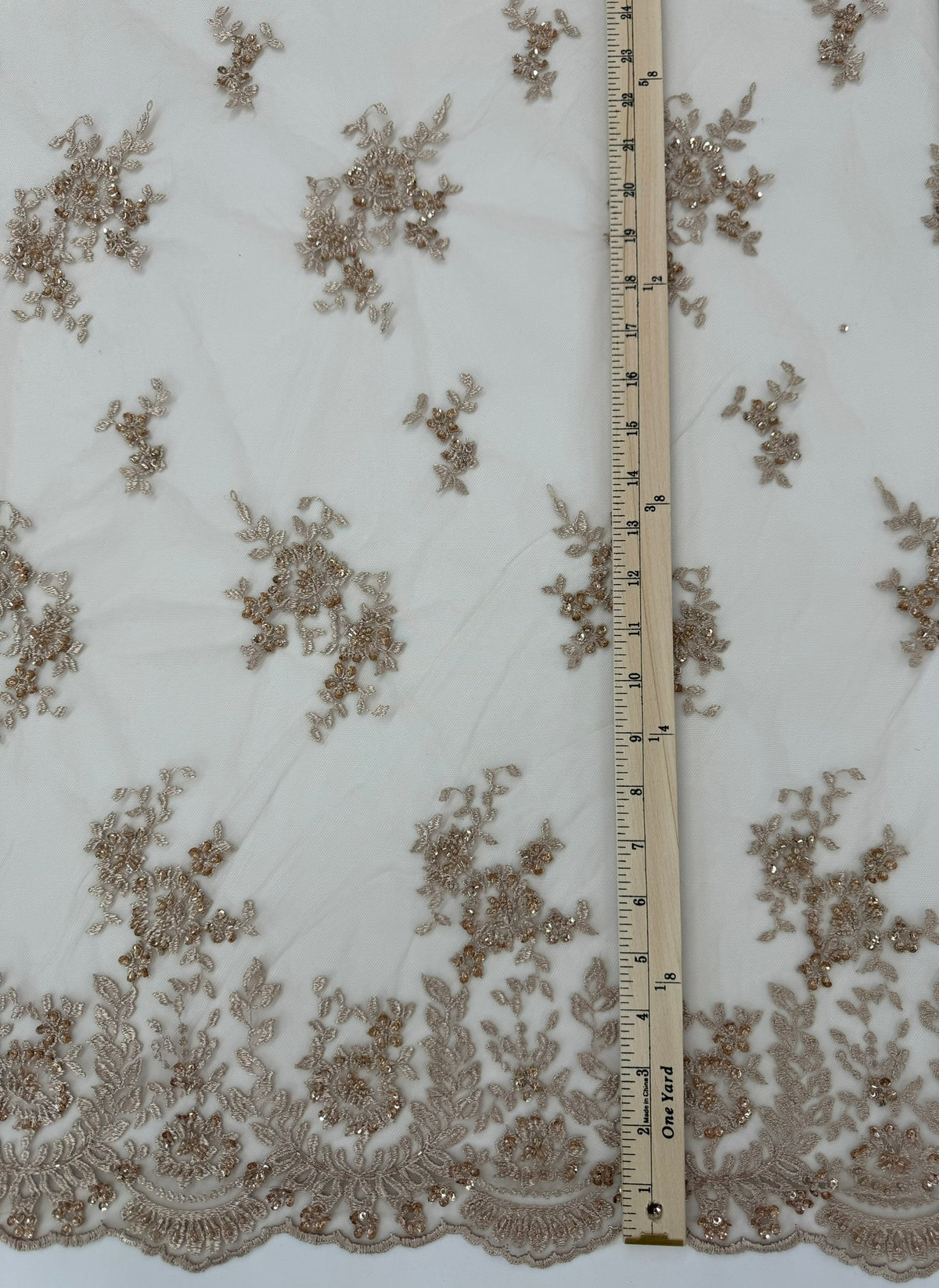 ML179 - Black Lace Fabric by Yard – 52" Beaded Mesh for Gowns, Tablecloth, Party Decor