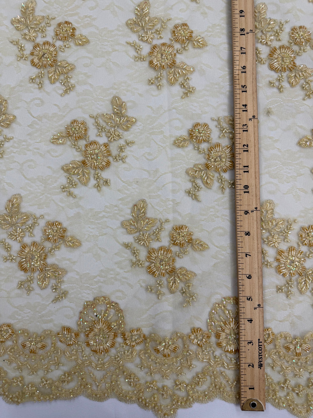 ML174 - Lace Fabric by Yard – 52" Beaded Mesh for Gowns, Tablecloth, Party Decor