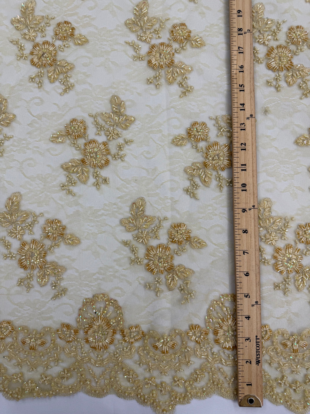 ML174 - Lace Fabric by Yard – 52" Beaded Mesh for Gowns, Tablecloth, Party Decor