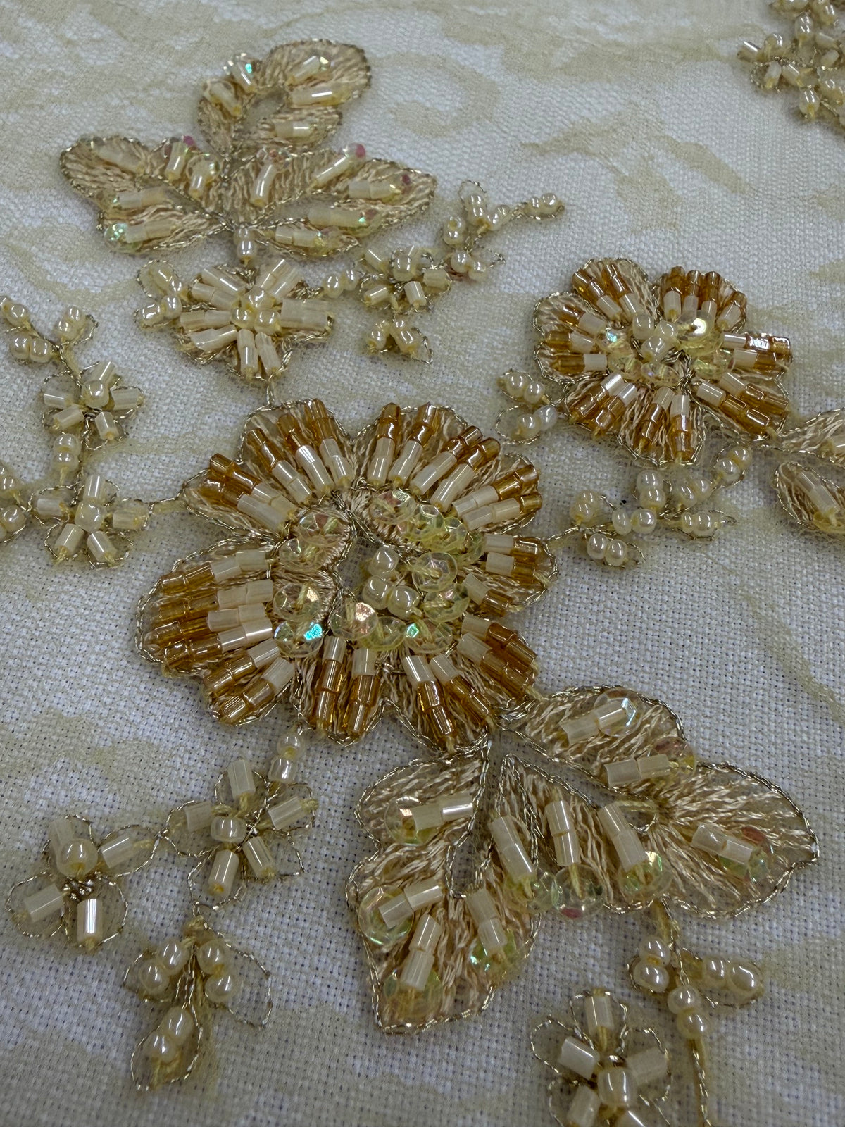 ML174 - Lace Fabric by Yard – 52" Beaded Mesh for Gowns, Tablecloth, Party Decor