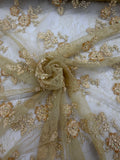 ML174 - Lace Fabric by Yard – 52" Beaded Mesh for Gowns, Tablecloth, Party Decor