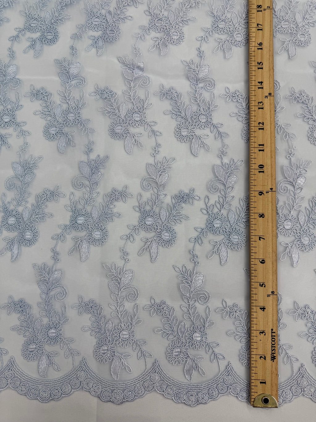 ML167 - Blue Organza Fabric by Yard – 44" Wide Corded Floral Organza for Dancing Gowns, Tablecloth, Party Decor