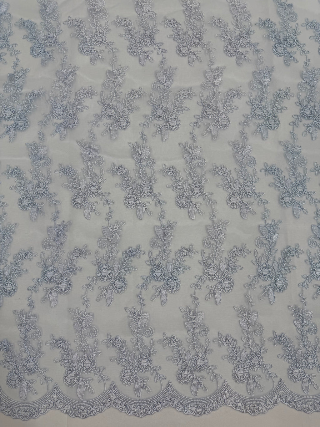 ML167 - Blue Organza Fabric by Yard – 44" Wide Corded Floral Organza for Dancing Gowns, Tablecloth, Party Decor
