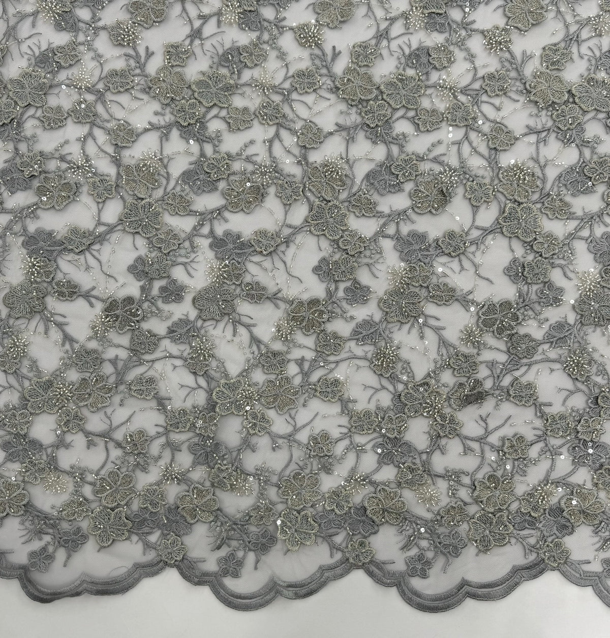 ML200 - 3D Lace Fabric by Yard – 52" Beaded Mesh for Prom Gowns, Tablecloth, Party Decor