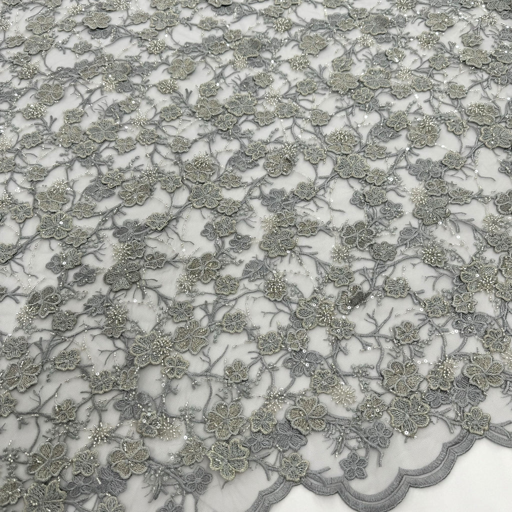 ML200 - 3D Lace Fabric by Yard – 52" Beaded Mesh for Prom Gowns, Tablecloth, Party Decor
