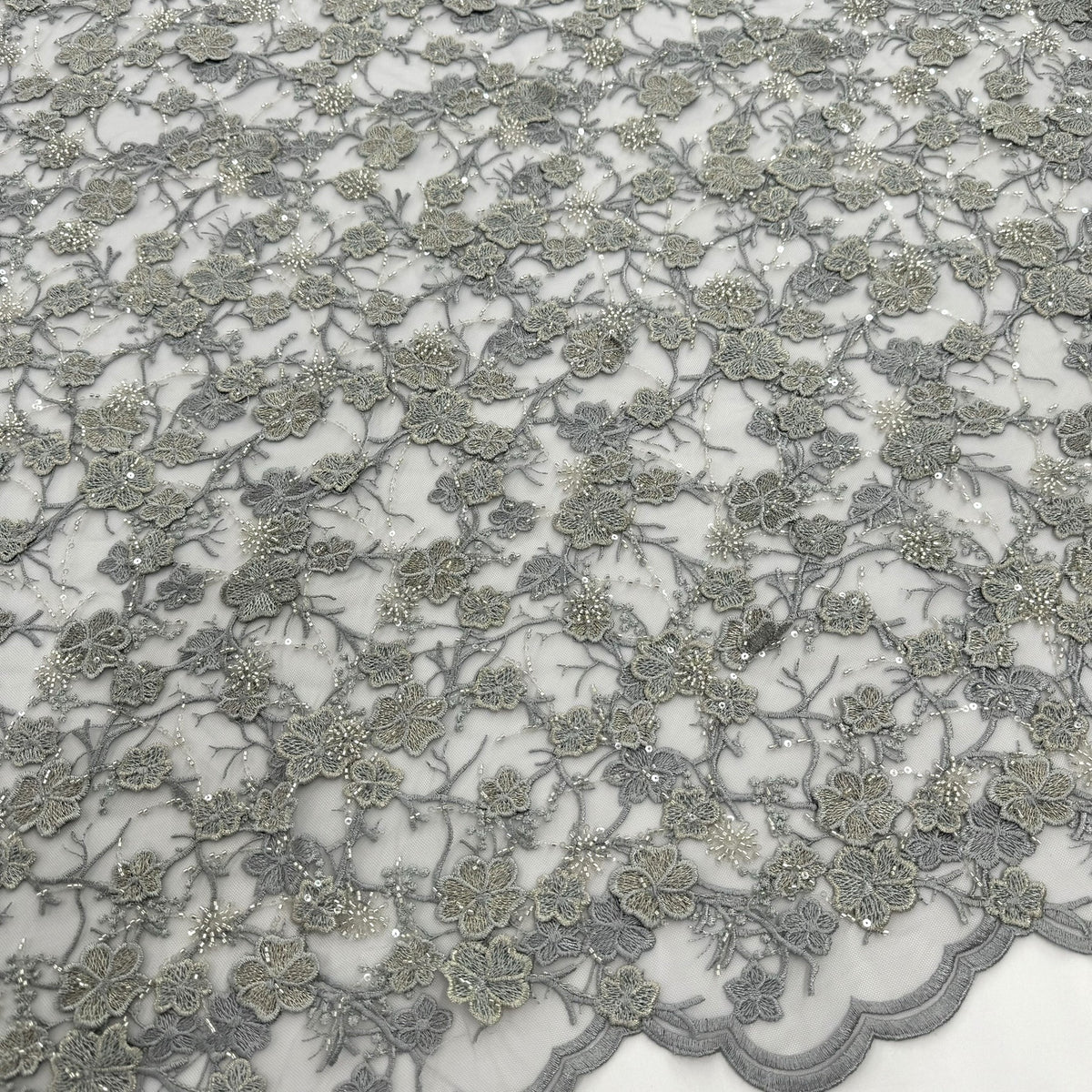 ML200 - 3D Lace Fabric by Yard – 52" Beaded Mesh for Prom Gowns, Tablecloth, Party Decor
