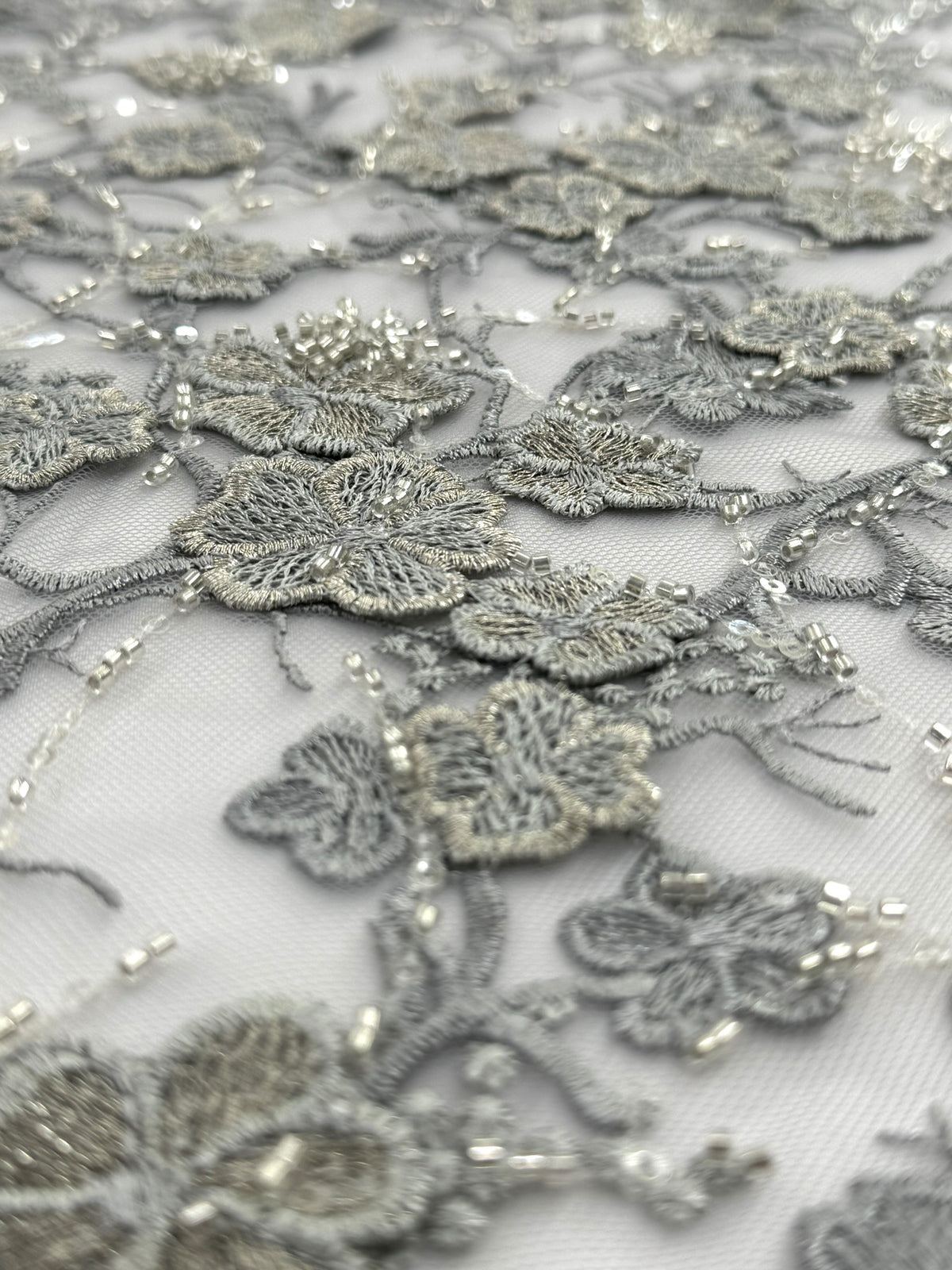 ML200 - 3D Lace Fabric by Yard – 52" Beaded Mesh for Prom Gowns, Tablecloth, Party Decor