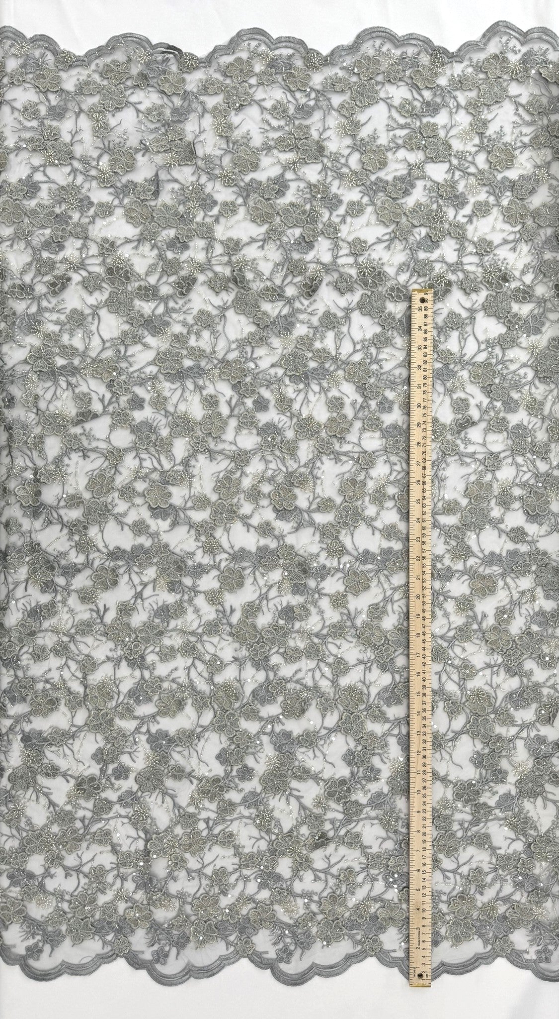 ML200 - 3D Lace Fabric by Yard – 52" Beaded Mesh for Prom Gowns, Tablecloth, Party Decor