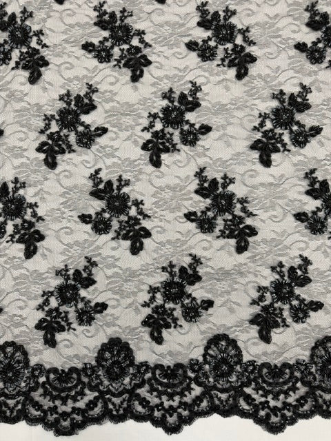 ML174 - Lace Fabric by Yard – 52" Beaded Mesh for Gowns, Tablecloth, Party Decor
