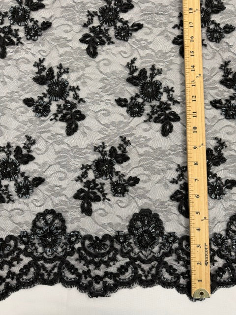ML174 - Lace Fabric by Yard – 52" Beaded Mesh for Gowns, Tablecloth, Party Decor