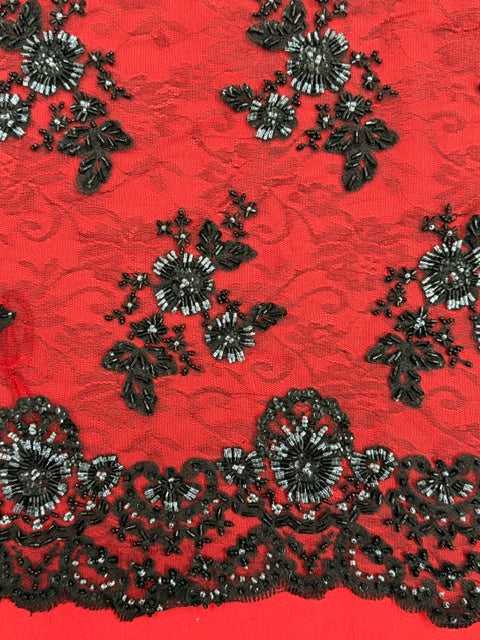 ML174 - Lace Fabric by Yard – 52" Beaded Mesh for Gowns, Tablecloth, Party Decor