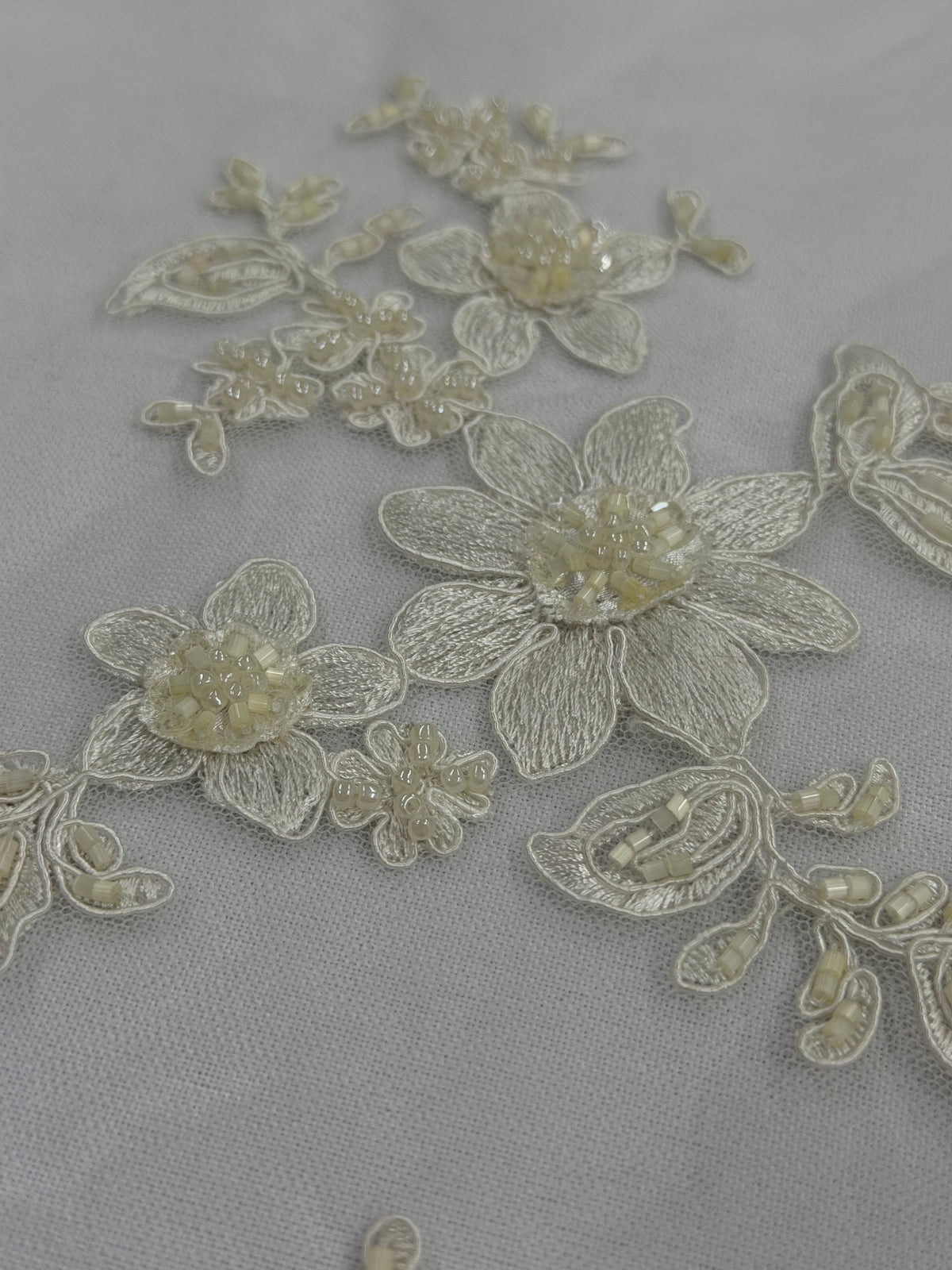 ML168- Beaded Lace Fabric by Yard – 50" Wide Floral Embroidery Mesh for Bridal Gowns, Tablecloth, Party Decor