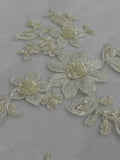 ML168- Beaded Lace Fabric by Yard – 50" Wide Floral Embroidery Mesh for Bridal Gowns, Tablecloth, Party Decor