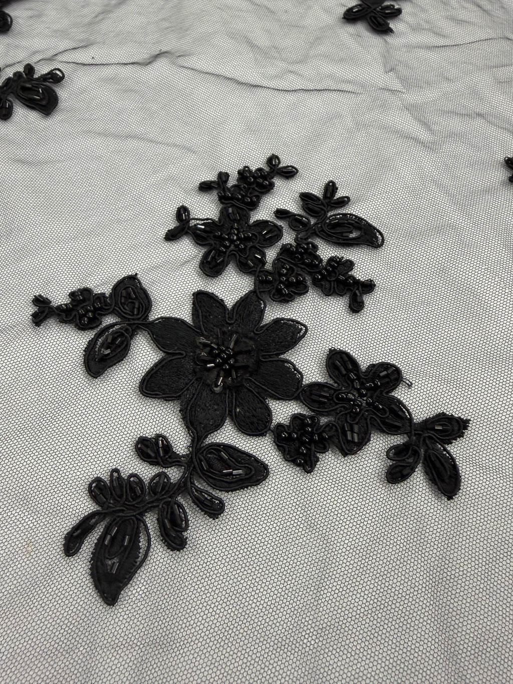 ML168- Beaded Lace Fabric by Yard – 50" Wide Floral Embroidery Mesh for Bridal Gowns, Tablecloth, Party Decor