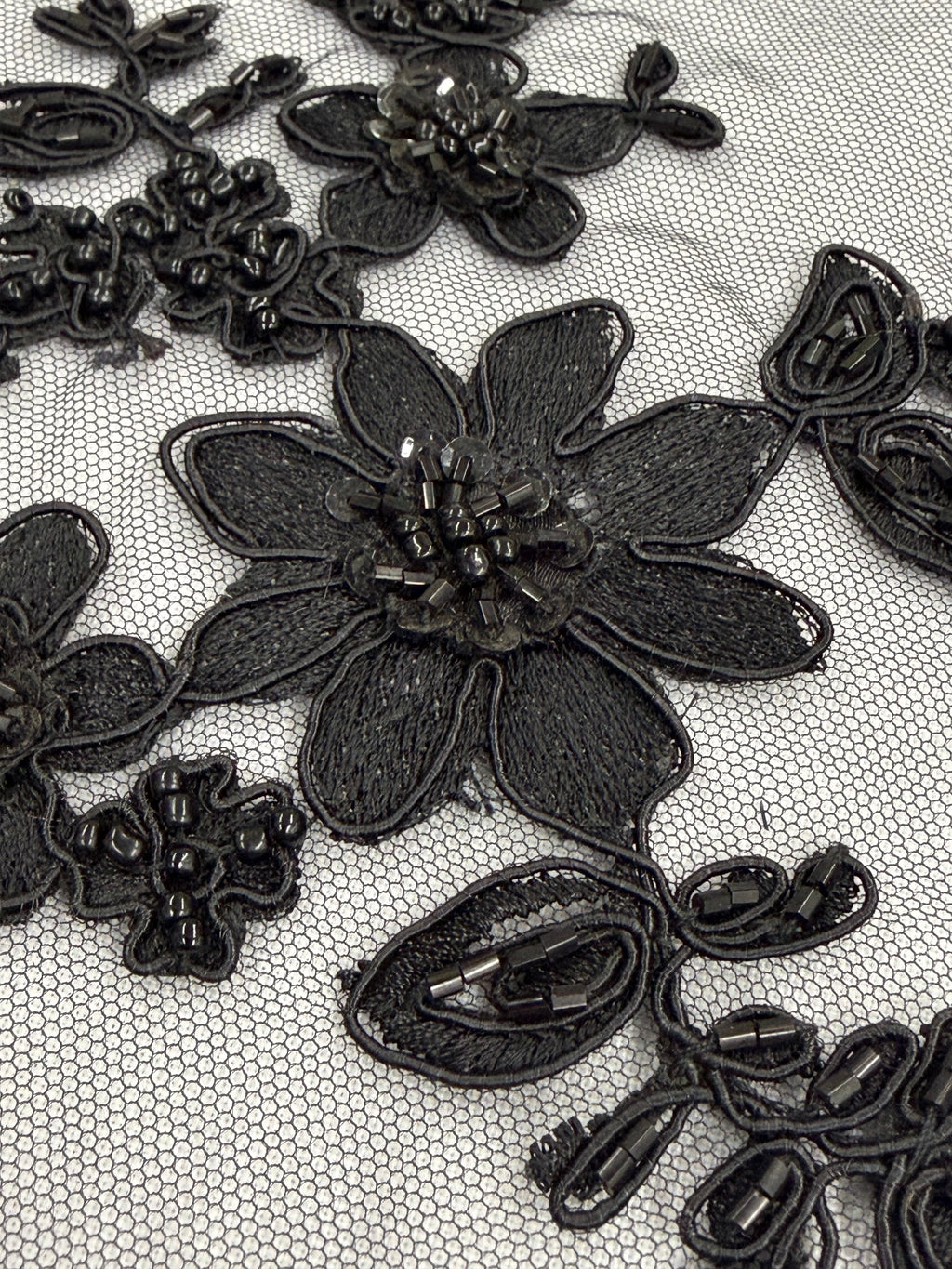 ML168- Beaded Lace Fabric by Yard – 50" Wide Floral Embroidery Mesh for Bridal Gowns, Tablecloth, Party Decor