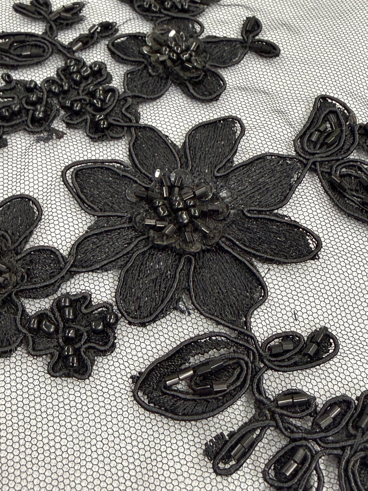 ML168- Beaded Lace Fabric by Yard – 50" Wide Floral Embroidery Mesh for Bridal Gowns, Tablecloth, Party Decor
