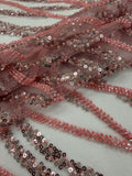 ML206 - Lace Fabric by Yard – 52" Beaded Mesh for Gowns, Tablecloth, Party Decor