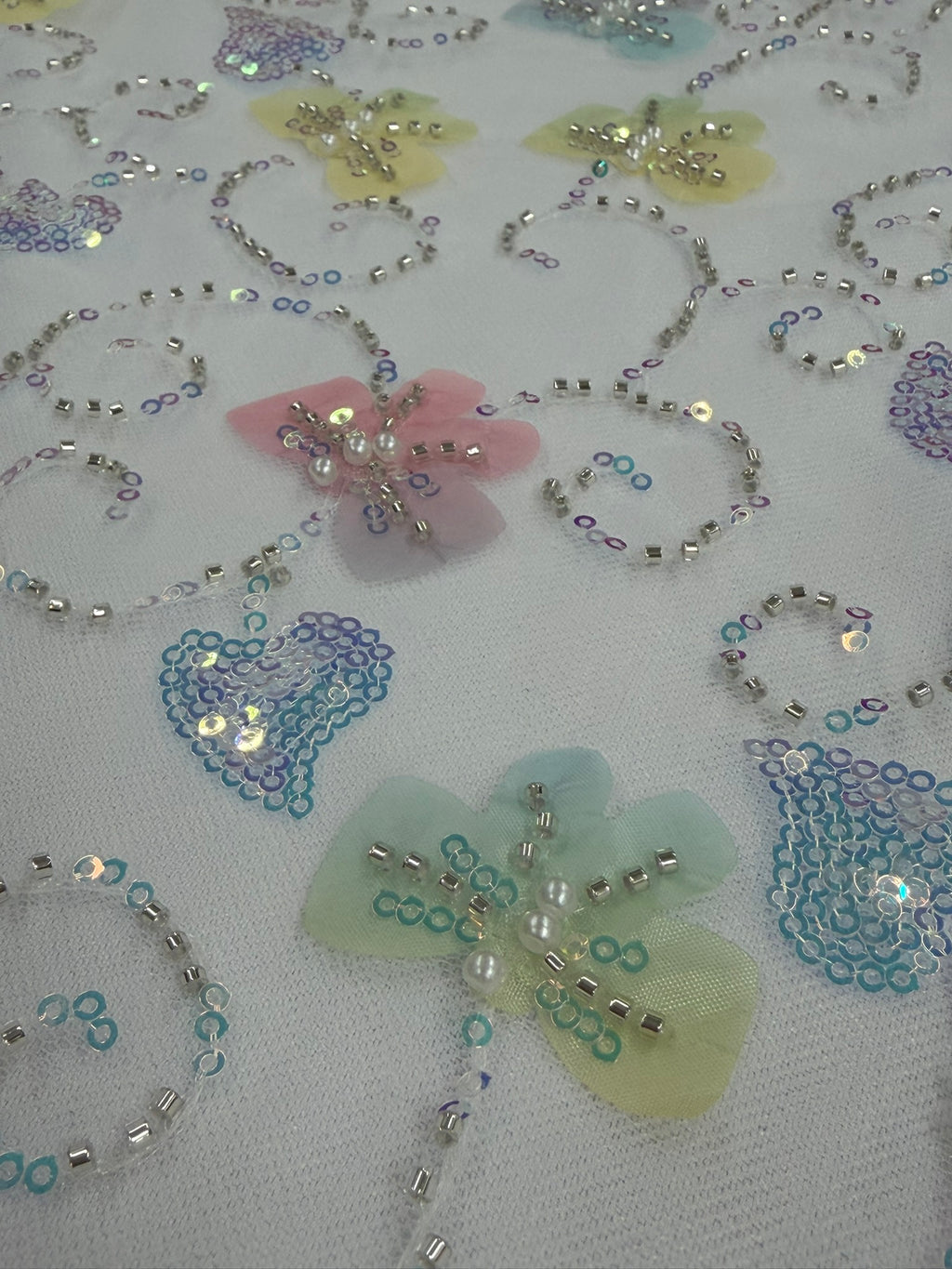 ML163 MULTICOLOR 3D Butterly Embroidered and Beaded Lace