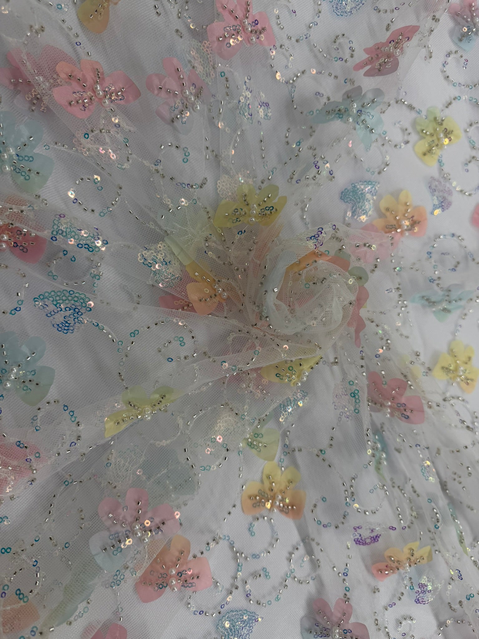 ML163 MULTICOLOR 3D Butterly Embroidered and Beaded Lace