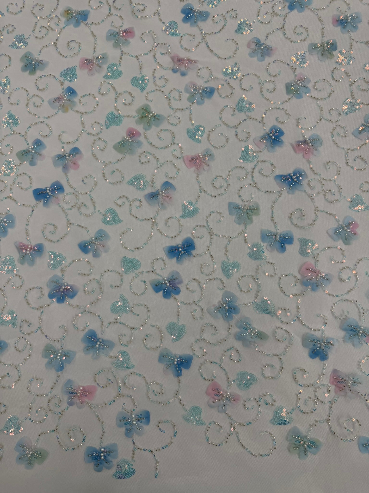 ML163 MULTICOLOR 3D Butterly Embroidered and Beaded Lace