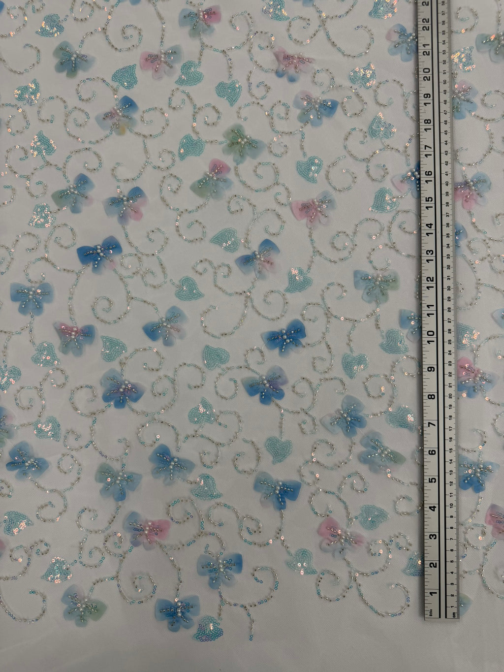ML163 MULTICOLOR 3D Butterly Embroidered and Beaded Lace