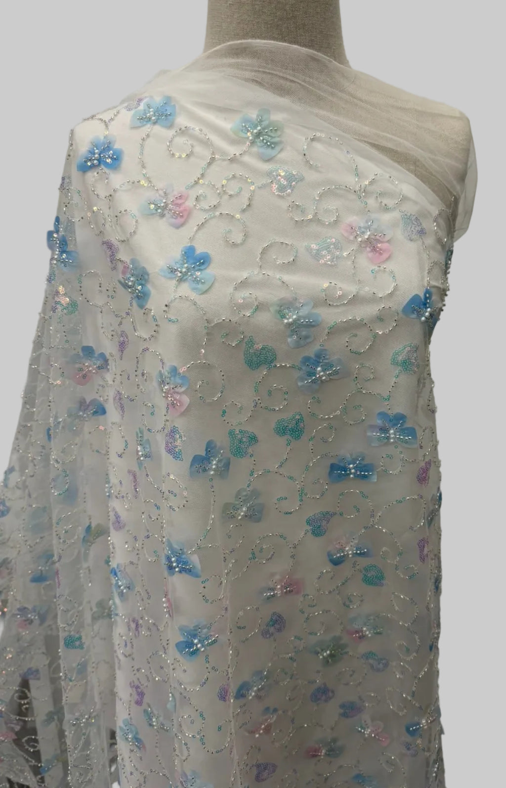 ML163 MULTICOLOR 3D Butterly Embroidered and Beaded Lace